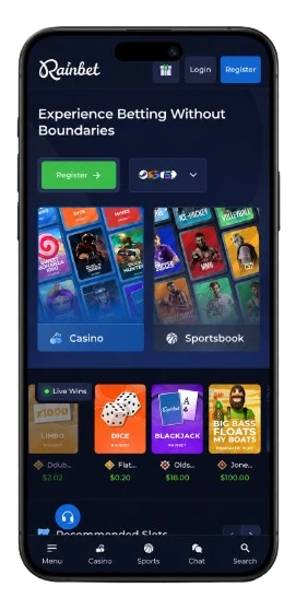 Rainbet mobile browser account screen