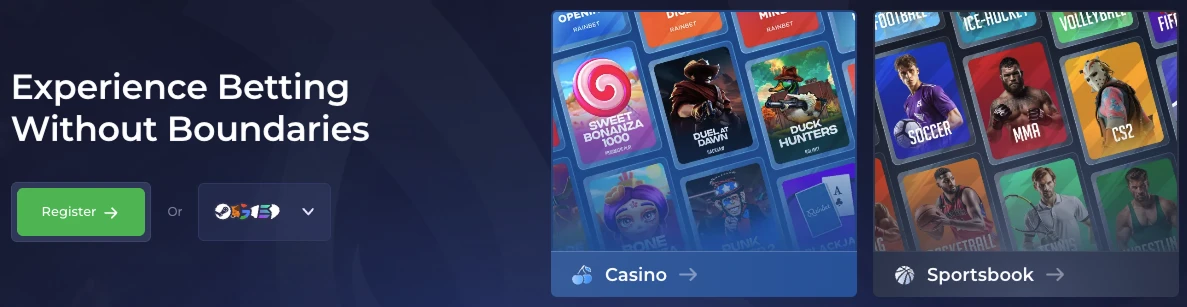 Rainbet casino and sportsbook lobby