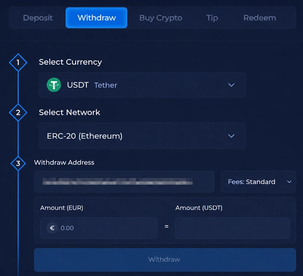 Rainbet withdrawal screen